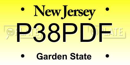 P38PDF New Jersey License Plate