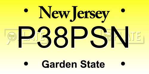 P38PSN New Jersey License Plate