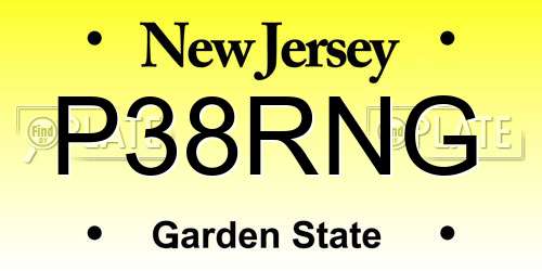 P38RNG New Jersey License Plate