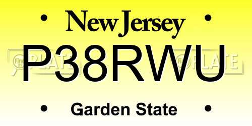 P38RWU New Jersey License Plate