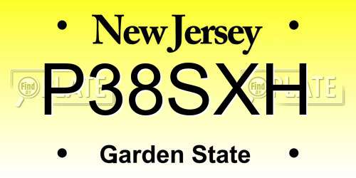 P38SXH New Jersey License Plate