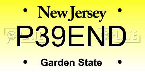 P39END New Jersey License Plate