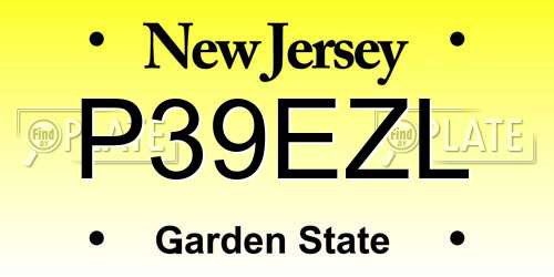 P39EZL New Jersey License Plate