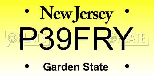 P39FRY New Jersey License Plate