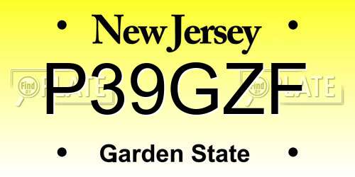 P39GZF New Jersey License Plate