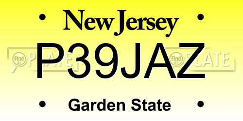 P39JAZ New Jersey License Plate