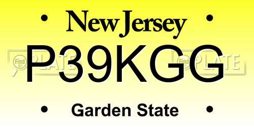 P39KGG New Jersey License Plate