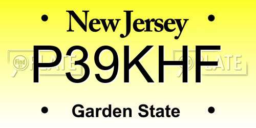 P39KHF New Jersey License Plate