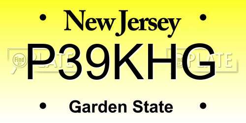 P39KHG New Jersey License Plate