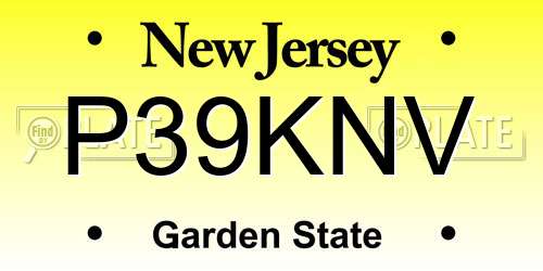 P39KNV New Jersey License Plate