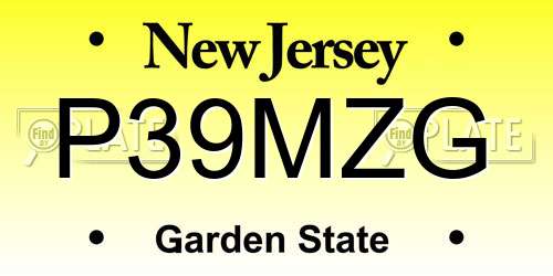 P39MZG New Jersey License Plate