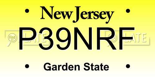 P39NRF New Jersey License Plate