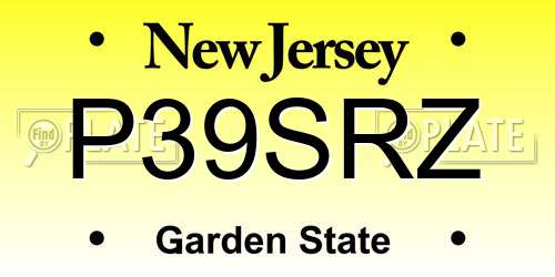 P39SRZ New Jersey License Plate