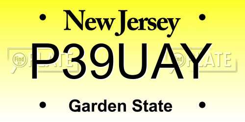 P39UAY New Jersey License Plate