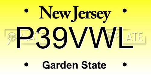 P39VWL New Jersey License Plate