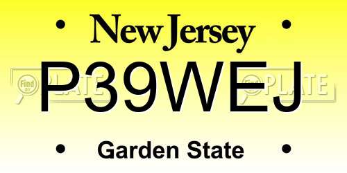 P39WEJ New Jersey License Plate