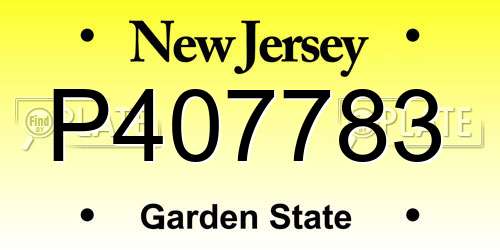 P407783 New Jersey License Plate