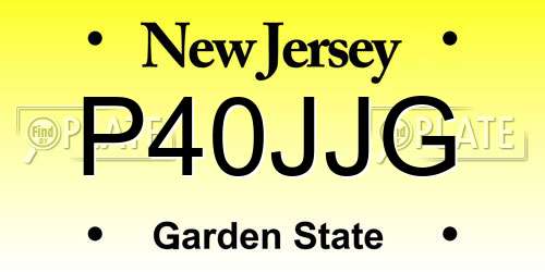 P40JJG New Jersey License Plate