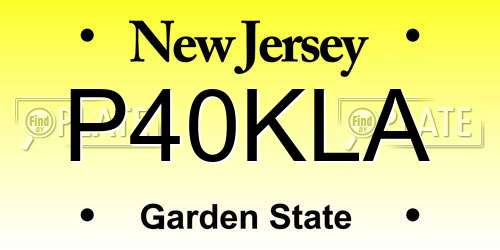 P40KLA New Jersey License Plate