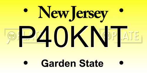 P40KNT New Jersey License Plate