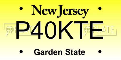 P40KTE New Jersey License Plate