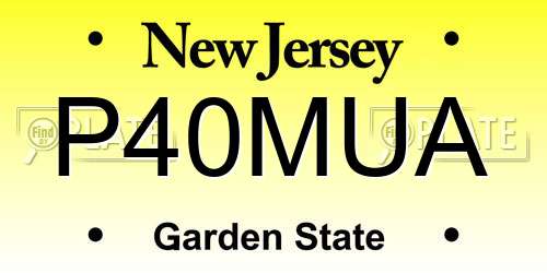 P40MUA New Jersey License Plate