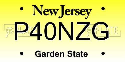 P40NZG New Jersey License Plate