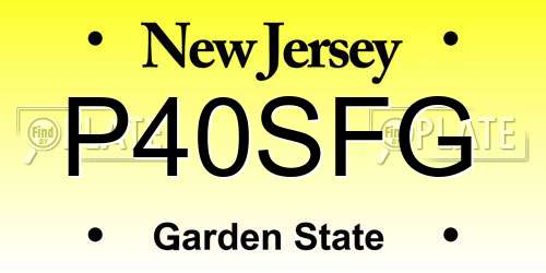 P40SFG New Jersey License Plate