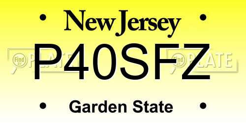 P40SFZ New Jersey License Plate