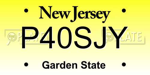 P40SJY New Jersey License Plate