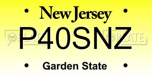 P40SNZ New Jersey License Plate