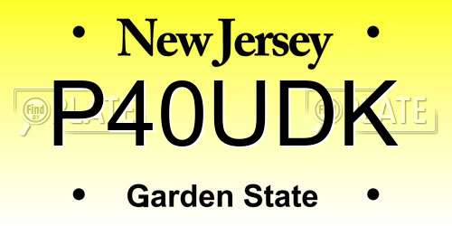 P40UDK New Jersey License Plate