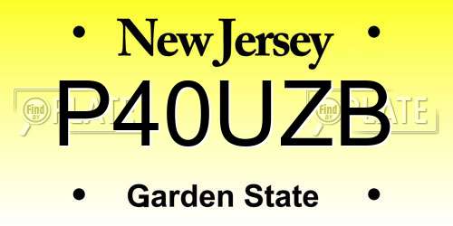 P40UZB New Jersey License Plate