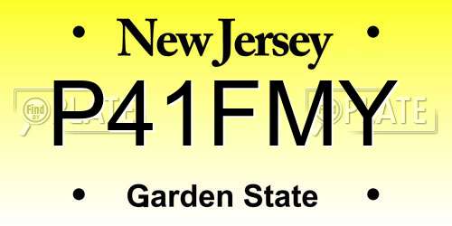 P41FMY New Jersey License Plate