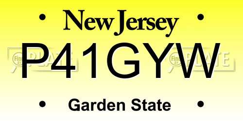 P41GYW New Jersey License Plate