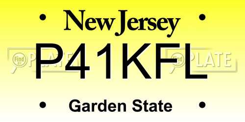 P41KFL New Jersey License Plate