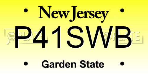 P41SWB New Jersey License Plate