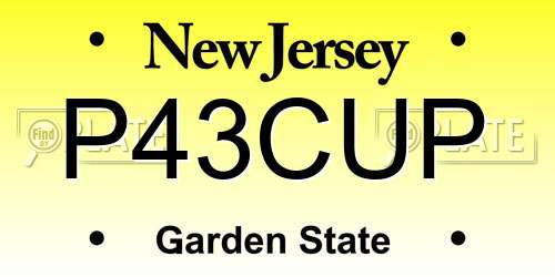 P43CUP New Jersey License Plate