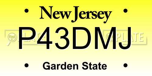 P43DMJ New Jersey License Plate