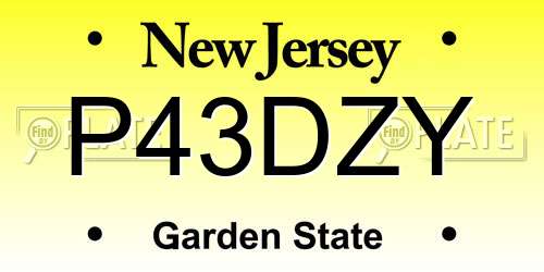 P43DZY New Jersey License Plate