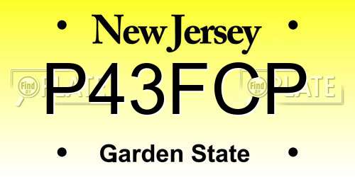 P43FCP New Jersey License Plate