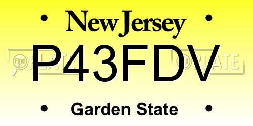 P43FDV New Jersey License Plate