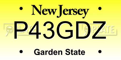 P43GDZ New Jersey License Plate