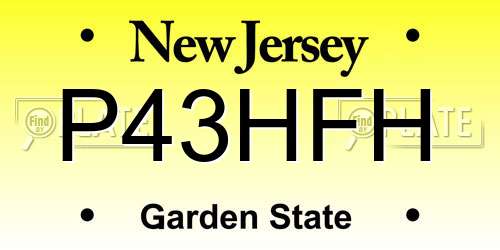 P43HFH New Jersey License Plate
