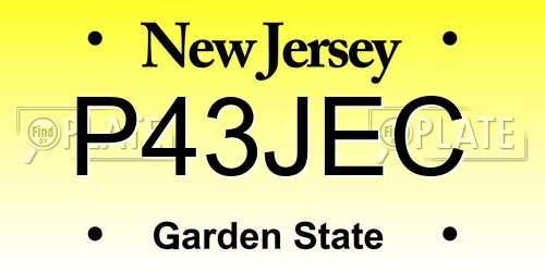 P43JEC New Jersey License Plate