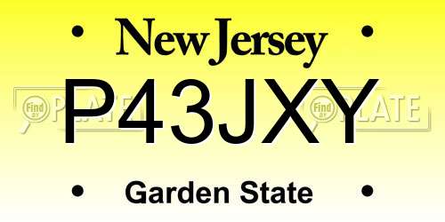 P43JXY New Jersey License Plate