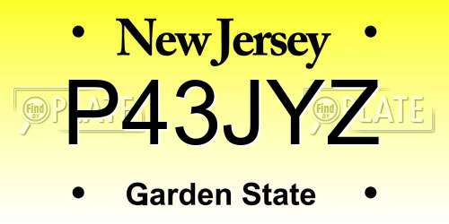 P43JYZ New Jersey License Plate