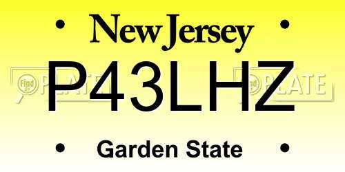 P43LHZ New Jersey License Plate