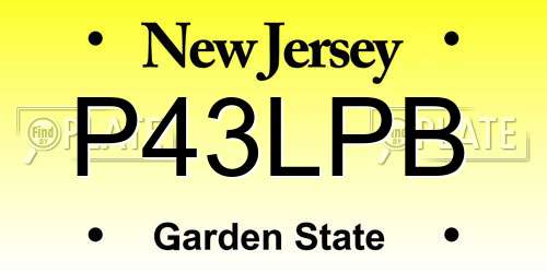 P43LPB New Jersey License Plate