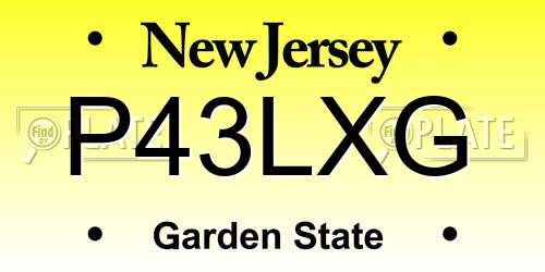 P43LXG New Jersey License Plate